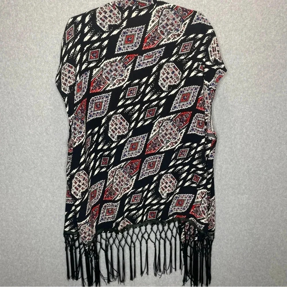 Vince Camuto Marrakesh Tapestry Fringed Open Front Cardigan - Picture 7 of 7